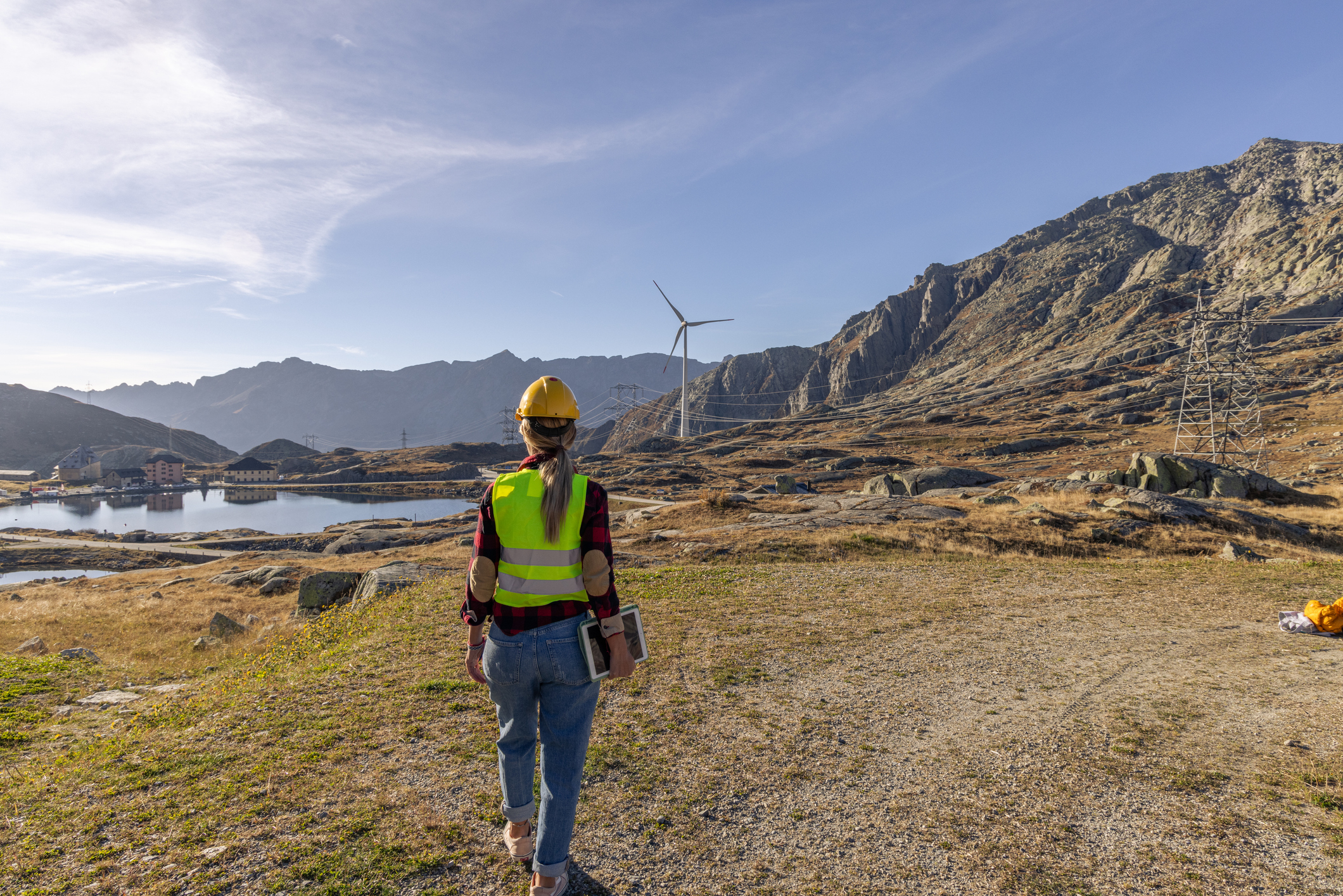 Worker on windmills