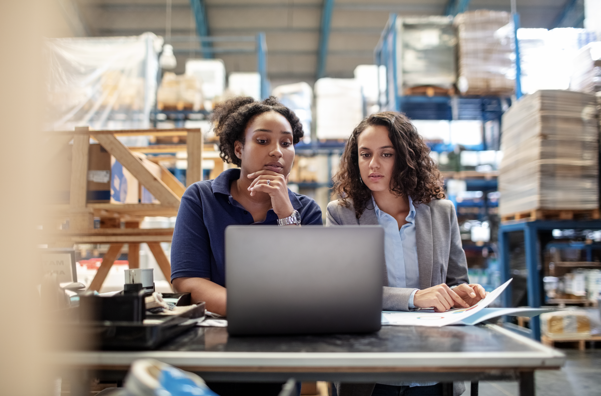 Women at a computer