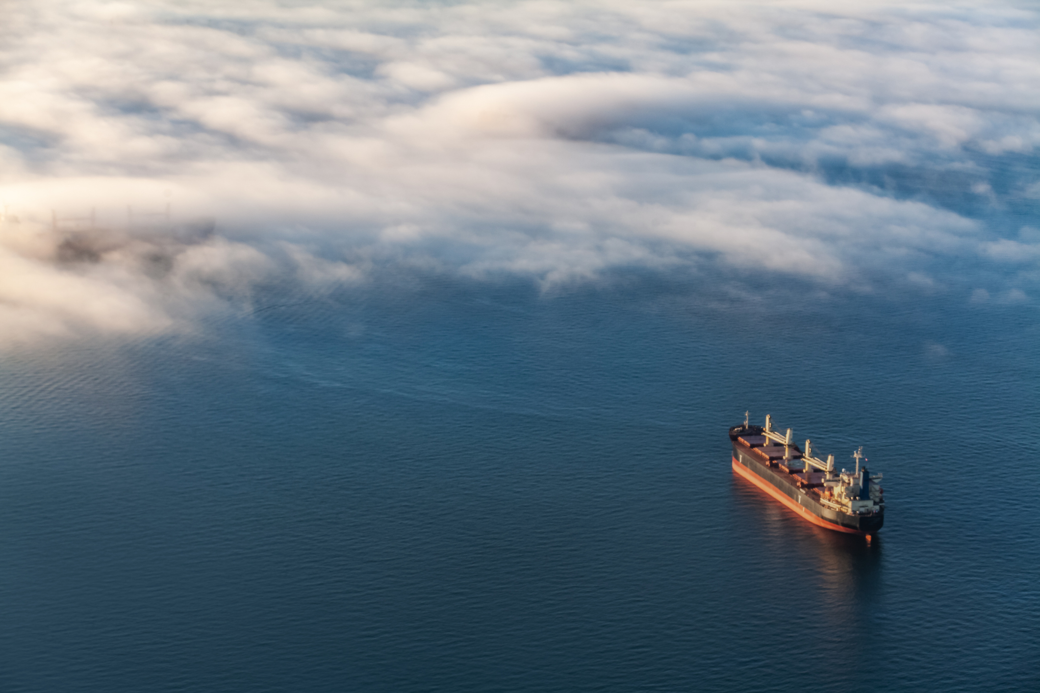 Cargo ship on ocean
