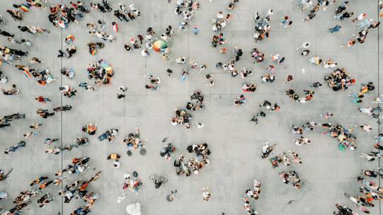 Aerial view of a crowd of people