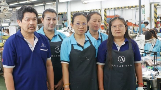 Photo caption: Nantana Sukked (in centre), aged 46, has works in production support at Adiantes