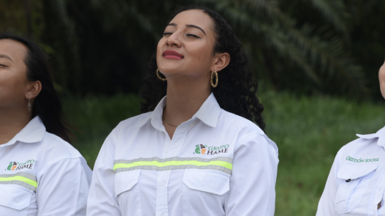 women with technology symbols around her